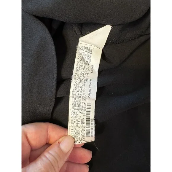 Zara Basic Black Medium Cut Out Blouse with Tie Neck Long Sleeve NWOT - Picture 8 of 10